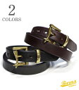 BARNS バーンズ 栃木レザー ファイヤーマンバックル BELT『FIREMAN BUCKLE BELT ゴールド 』【アメカジ ベルト】LE-4024