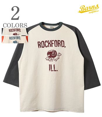 BARNS バーンズ 七分袖|小寸編み|ラグラン|ベースボール|Tシャツ『COZUN 2-Tone Raglan Sleeve ROCKFORD』BR-26213