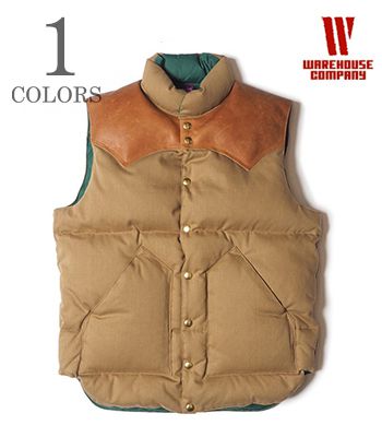 WAREHOUSE×Rocky Mountain レザーヨーク|ドビーツイルダウンベスト『DOBBY TWILL DOWN VEST』2199