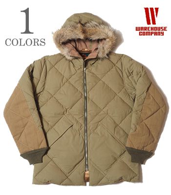 WAREHOUSE ウエアハウス スレン先染セルヴィッチタイプライター コヨーテファー ダウンジャケット『1930 039 s ALASKAN DOWN COAT』【アメカジ ミリタリー】2210