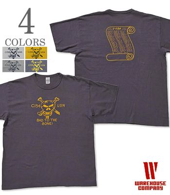 WAREHOUSE 2nd hand ウエアハウス 半袖 19/-天竺 セコハン ONE WASH プリントTEE『C-154 SST』【アメカジ ミリタリー】4064-C-154