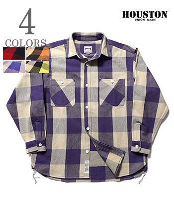 HOUSTON ヒューストン 長袖|ビエラ|ワークシャツ『BLOCK CHECK VIYELLA SHIRT』【アメカジ・ワーク】40958