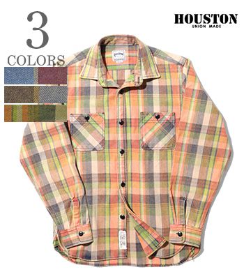 HOUSTON ヒューストン 長袖|ビエラ|ワークシャツ『VINTAGE CHECK VIYELLA SHIRT』【アメカジ・ワーク】41051