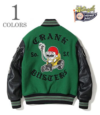 WHITESVILLE ホワイツビル メルトン×レザー|スタジャン|アワードジャケット|カスタム『30oz. WOOL MELTON AWARD JACKET CRANK BUSTERS』WV15602