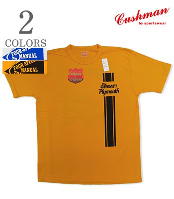 CUSHMAN クッシュマン 半袖|40番双糸|リサイクルコットン|プリントTシャツ『RECYCLE COTTON TEE PLYMOUTH』【アメカジ・カレッジ】26807