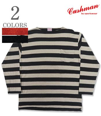 CUSHMAN クッシュマン 八分袖|20番双糸|ボーダー|ポケットTシャツ『HEAVY WEIGHT BORDER BOAT NECK TEE..
