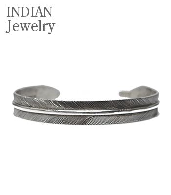 INDIAN JEWELRY ʥХ²|Lena Platero|ץ|Х󥰥NAVAJO SILVER BANGLE FEATHER ١ڥᥫͥƥ֡IJ-333(Bangle)