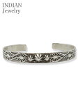 INDIAN JEWELRY ナバホ族|スタンプワーク|アポロコンチョ|シルバー|バングル『Navajo Stampede Silver Bangle Henry Mariano』【アメカジ・ネイティブ】IJ-500