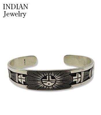INDIAN JEWELRY ホピ族|オーバーレイ|SUN FACE|シルバー|バングル『Hopi Overlay Silver Bangle Ronald Wadsworth』【アメカジ・ネイティブ】IJ-564