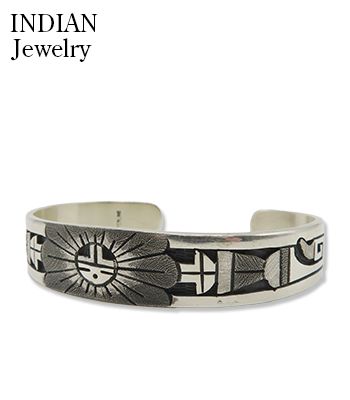 INDIAN JEWELRY ホピ族|オーバーレイ|SUN FACE|シルバー|バングル『Hopi Overlay S...