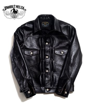 DOUBLE HELIX ダブルヘリックス 2ndタイプ 茶芯 ホースハイド レザージャケット『Gold Digger』【アメカジ ワーク】WM02-BLACK(Leather jacket)