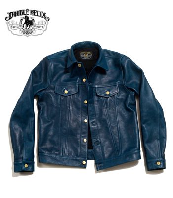 DOUBLE HELIX ダブルヘリックス ホースハイド インディゴ染色 レザージャケット『Western Pioneer』【アメカジ ワーク】WM03-INDIGO(Leather jacket)