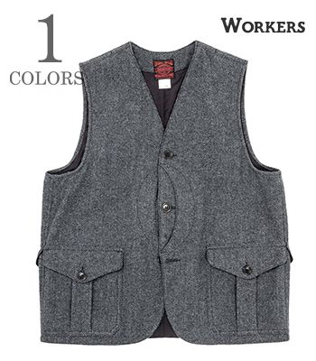 WORKERS ワーカーズ Grey Herringbone Tweed|クルーザーベスト『Cruiser Vest』【アメカジ・アウトドア】23a-1-cv-tw