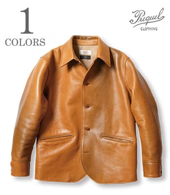 PREQUEL プリクエル HOMAGE 1907|ハンドダイ|カウハイドレザー|シングルブレスト|カーコート『Single Breasted Car Coat』J1001B