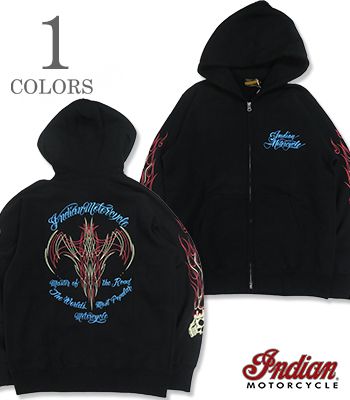 INDIAN MOTORCYCLE インディアン 裏起毛|ピンストライプ|W ZIP|ジップパーカー『PINSTRIPE PATTERN FUL..