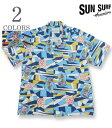 SUN SURF TT[t SHORT SLEEVE COTTON SEERSUCKER ALOHA SHIRT '21MODELwTHE BIG WAVExyAnEmzSS38721(Aloha)