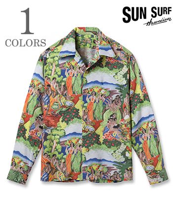 SUN SURF SPECIAL EDITION サンサーフ LONG SLEEVE RAYON ALOHA SHIRT…