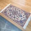 ペルシャ絨毯 【本物イラン産】 ナイン産 マット ノーラ 玄関マット 80(88フサ込)x50cm 厚み 0.89cm アイボリー ベージュ ホワイト 手織り絨毯 PS7957 手織り絨毯 ラグ 手織り絨毯 5大産地 エレガント 華やか 豪華 PS7957
