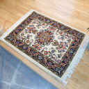 ペルシャ絨毯 【本物イラン産】 ペルシャ絨毯 ビジャー産 アイアンカーペット 玄関マット小 80×50cm アイボリー 厚み 1.12cm ベージュ ホワイト 手織り絨毯 手織り絨毯 ラグ 手織り絨毯 エレガント 華やか 豪華 PS9127