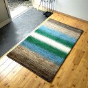 天然無染ラグ ガゼニラハット マット 『緑の大地に流れる川』 120x78cm 手織り 絨毯 玄関マット キッチンマット バスマット 寝室 洗面 小さいサイズ 気持ちいい 触れ心地 赤ちゃん ペットも安心 安全