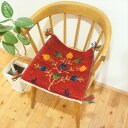 ペルシャ ギャッベ 【 本場 イラン産 】 座布団 39x40cm 厚み 2.28cm レッド 赤 茜色 ザクロ ヤギ 生命の木 セール ギャベ チェアマット ウール100% 天然素材 草木染め 手織り 絨毯 ラグ 赤ちゃんも安心 カシュガイ族 遊牧民族 プレゼント T7115