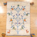 ペルシャ ギャッベ 【 本場 イラン産 】 55x39cm 厚み 2.18cm アイボリー ベージュ 花 生命の木 ヤギ ソファ前 ミニマット 約40×60cm Gabbeh 赤ちゃんも安心 ギャベ 遊牧民族 カシュガイ族 手織り絨毯 ソファ前 プレゼント NN18041
