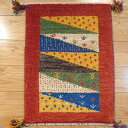 ペルシャ ギャッベ 【 本場 イラン産 】 60x45.5cm 厚み 2.12cm レッド 赤 カラフル 生命の木 ソファ前 Gabbeh 赤ちゃんも安心 ギャベ 遊牧民族 カシュガイ族 手織り絨毯 ソファ前 プレゼント ミニマット 約40×60cm NN19805
