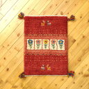 ペルシャ ギャッベ 【本場イラン産】 ミニマット 58.5x42.5cm 厚み 2.44cm 赤 レッド 茜色 ヤギ 花 パネル 本物 ウール100% セール ギャベ 玄関マット 天然素材 草木染め 手織り 絨毯 ラグ 赤ちゃんも安心 遊牧民族 NN19859