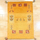 ぺルシャ ギャッベ 【本場 イラン産】 90x60cm 厚み 2.27cm セール ギャベ 玄関マット 遊牧民 カシュガイ族 パネル 生命の木 風景 ヤギ 羊 イエロー 黄色 風水 金運 北欧 ナチュラル シンプル 上質 おしゃれ 天然素材 草木染め 手織り絨毯 RJ5734