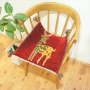 ペルシャ ギャッベ 【 本場 イラン産 】 座布団 41x43cm 厚み 2.17cm レッド 赤 茜色 鹿 生命の木 セール ギャベ チェアマット ウール100% 天然素材 草木染め 手織り 絨毯 ラグ 赤ちゃんも安心 カシュガイ族 遊牧民族 プレゼント T8429