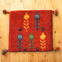 ペルシャ ギャッベ 【 本場 イラン産 】 座布団 40x42cm 厚み 2.18cm レッド 赤 茜色 生命の木 ザクロ ヤギ 生命の木 セール ギャベ チェアマット ウール100% 天然素材 草木染め 手織り 絨毯 ラグ 赤ちゃんも安心 カシュガイ族 遊牧民族 プレゼント T8464