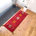 ペルシャ ギャッベ 本場 イラン産 117x42cm 厚み 2.37cm レッド 赤色 茜色 パネル 生命の木 ヤギ Gabbeh 赤ちゃんも安心 カシュガイ族 遊牧民族 ソファ前 ミニランナー 細長い キッチンマット 上がり框 RJ9613