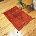 ペルシャ ギャッベ 【 本場 イラン産 】 玄関マット 120x83cm レッド 赤 茜色 ヤギ 生命の木 ウール ソファ前 玄関 ソファ前 遊牧民 シュガイ族 シラーズ 天然素材 草木染め手織り じゅうたん ラグ お洒落 RJ11438
