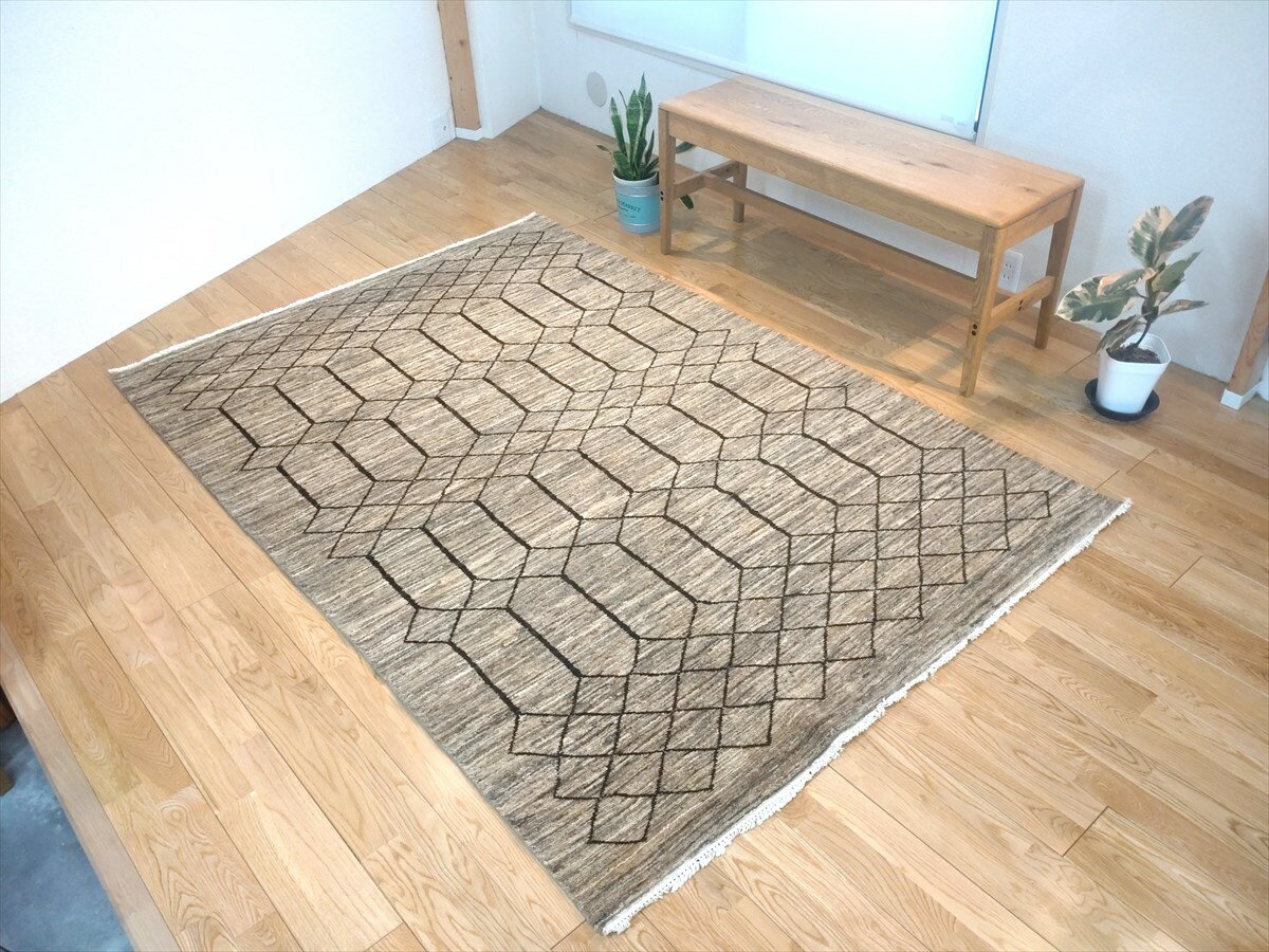 四季を楽しむオールシーズンラグ オーガニックラグ グレー ブラウン 195x138cm ラグサイズ リビング ソファ前 気持ちいい 触れ心地 細長い ベッド アウトドア キャンプ グランピング BP154 [2]