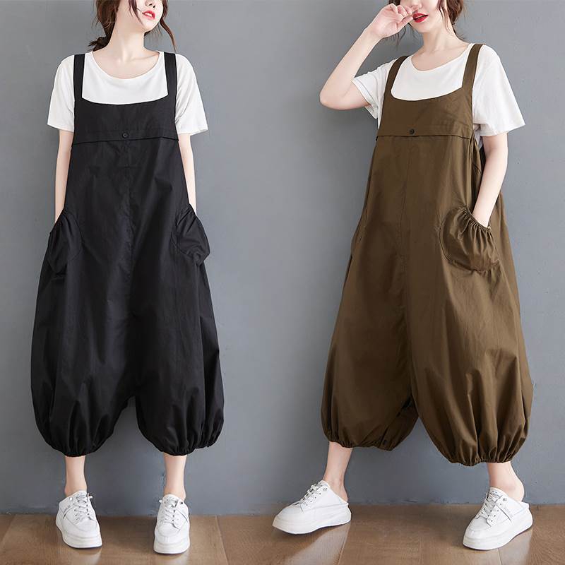 樂天商城 - サロペット レディース バルーン ボトムス オールインワン 袖なし ワイド ゆったり グリーン 黒 無地 春 夏 秋 通学 デート お出かけ 旅行 女子会 休日 1代 2代 3代 学生 大人 ママ 個性的 可愛い シンプル カジュアル おしゃれ こなれ感 ボーイッシ 韓国 オルチャン