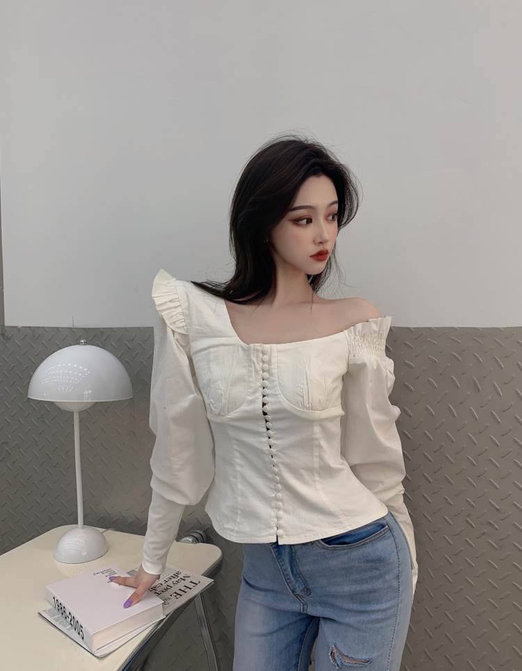 ブラウスレディース長袖ワンショルダ...