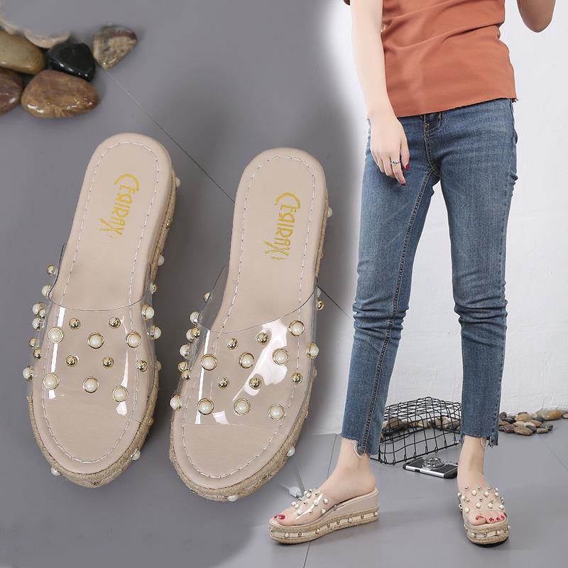 レディース サンダル パール ビーチ シューズ 歩きやすい 疲れにくい スクエアトゥ キラキラ 柔らかい ..