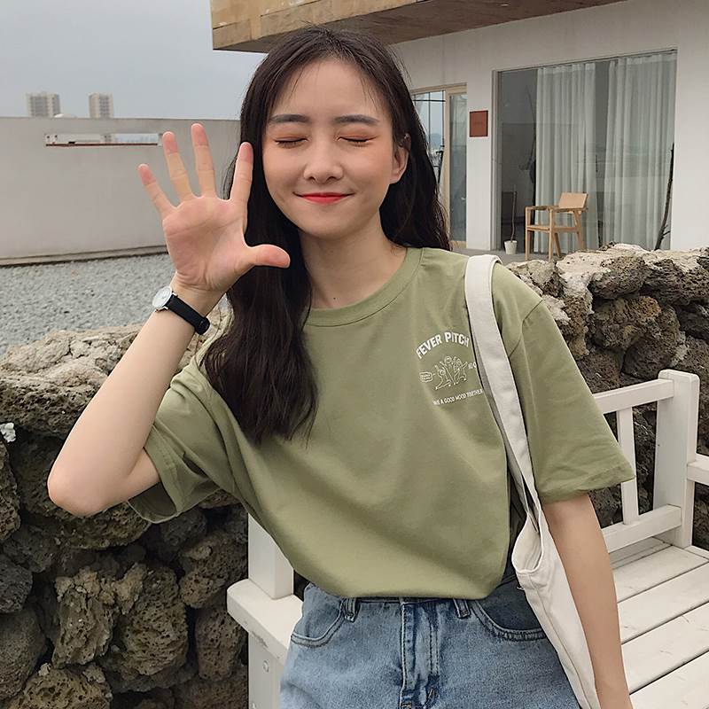 Other - Tシャツ トップス カットソー ラウンドネック ミディアム丈 レディース かわいい 大人可愛い きれいめ 上品 こなれ感 シンプル カジュアル 主役級 存在感 個性的 韓国 オルチャン デート お出かけ Tシャツ 薄手 プリント 5分袖 プルオーバー ヴィンテージライク