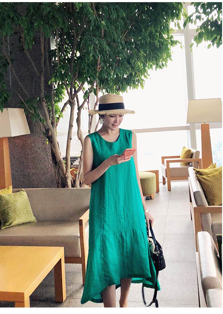 樂天商城 - ワンピース ドレス スカート ミモレ丈 ロング丈 ノースリーブ ラウンドネック ノーカラー レディース かわいい 大人可愛い きれいめ こなれ感 シンプル カジュアル 主役級 存在感 個性的 韓国 オルチャン デート お出かけ ワンピース Aライン フレア 光沢 ギャザー