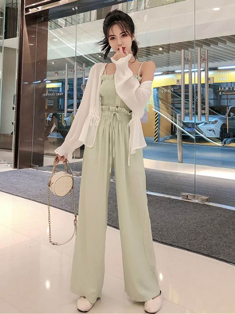 ORIENTAL WINDのセットアップ カーディガン ワイドパンツノースリーブ 長袖 上下セット 3点セット スリーピース かわいい 大人可愛い シンプル カジュアル 大人 おしゃれ かっこいい レトロ 大人女子 こなれ感 ラフ 休日 セットアップ マニッシュ 個性的 クール 韓国 オルチャン 送料無料｜アングル3
