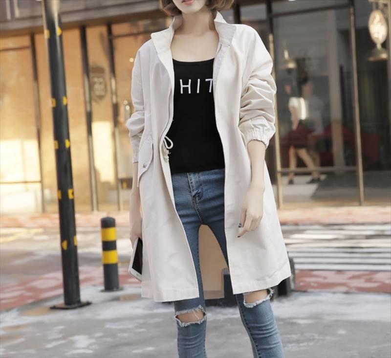 アウター コート 上着 膝丈 膝上 長袖 襟付き ストレート ファスナー ポケット 前開き 薄手 かわいい 大人可愛い きれいめ シンプル カジュアル 大人 上品 おしゃれ 大人可愛い 大人女子 お出かけ コート こなれ感 ラフ ルーズ 個性的 主役級 韓国 オルチャン 送料無料