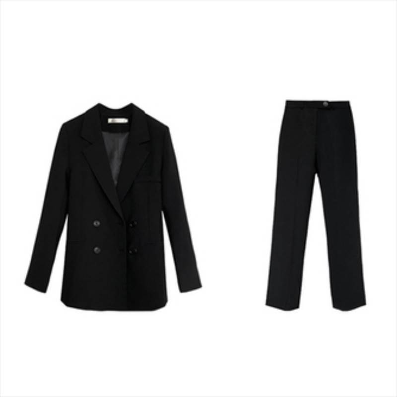 ジャケット パンツ スーツ レディース セットアップ 上下セット 2点セット アウター ボトムス 上着 袖あり 長袖 ダブルブレスト 前開き ツーピース きれいめ シンプル 大人 上品 おしゃれ お洒落 かっこいい 大人女子 クール フォーマル 無地 韓国 オルチャン