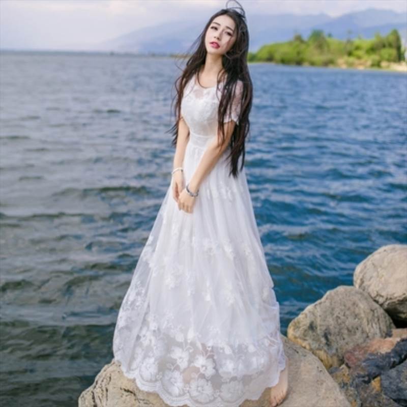 ドレス ワンピース ロングワンピース レディース プルオーバー ロングスカート ラウンドネック ハイウエスト 衣装 妖精 ウェディングドレス パーティードレス パーティドレス 結婚式ドレス 結婚式のドレス 二次会ドレス 披露宴ドレス 花 韓国 オルチャン