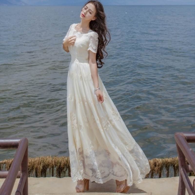 ドレス ワンピース ロングワンピース レディース プルオーバー ロングスカート ラウンドネック ハイウエスト 衣装 妖精 ウェディングドレス パーティードレス パーティドレス 結婚式ドレス 結婚式のドレス 二次会ドレス 披露宴ドレス 花 韓国 オルチャン