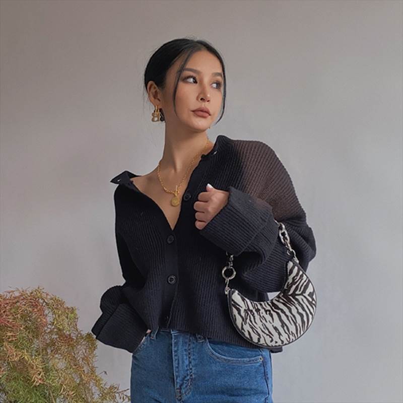Nylon, Rayon, Polyester - トップス カーディガン レディース セーター ジャケット ニット ニットカーディガン 長袖 ラグランスリーブ スリムフィット 短い かわいい 大人可愛い きれいめ シンプル カジュアル 大人 上品 おしゃれ お洒落 かっこいい レトロ こなれ 韓国 オルチャン