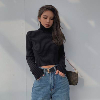 Other - トップス セーター レディース ニット ニットセーター タートルネック 長袖 レトロ セクシー ハイウエスト ショート 外国風 ボトムスシャツ スリムフィット 短い かわいい 大人可愛い きれいめ シンプル カジュアル 大人 上品 おしゃれ お洒落 かっ 韓国 オルチャン