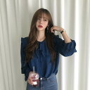 トップス シャツ ブラウス 袖あり 長袖 Uネック ラペル ストレート シフォン フリル かわいい 大人可愛い きれいめ 大人 上品 おしゃれ お洒落 メンズラ...