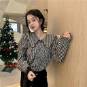 トップス シャツ 袖あり 長袖 襟付き ラペル ストレート ワイド かわいい 大人可愛い カジュアル おしゃれ お洒落 メンズライク ガーリー チェック柄 春 ...