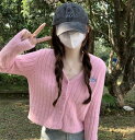 トップス ニット カーディガン クロップド丈 袖あり 長袖 Vネック ストレート ニット かわいい カジュアル おしゃれ お洒落 メンズライク ガーリー ラブリ...