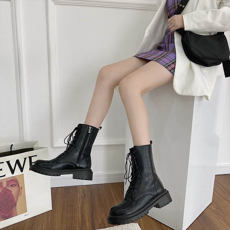 レディースショートブーツレースアッ...